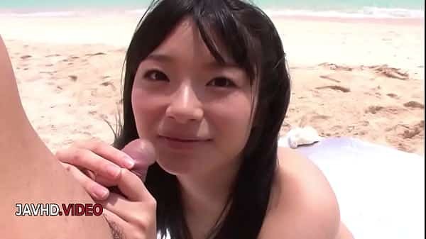 Passionate Asian sex with Hina Maeda including intense beach blowjob session